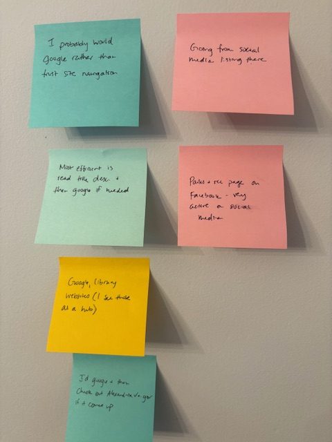 Affinity diagram of sticky notes