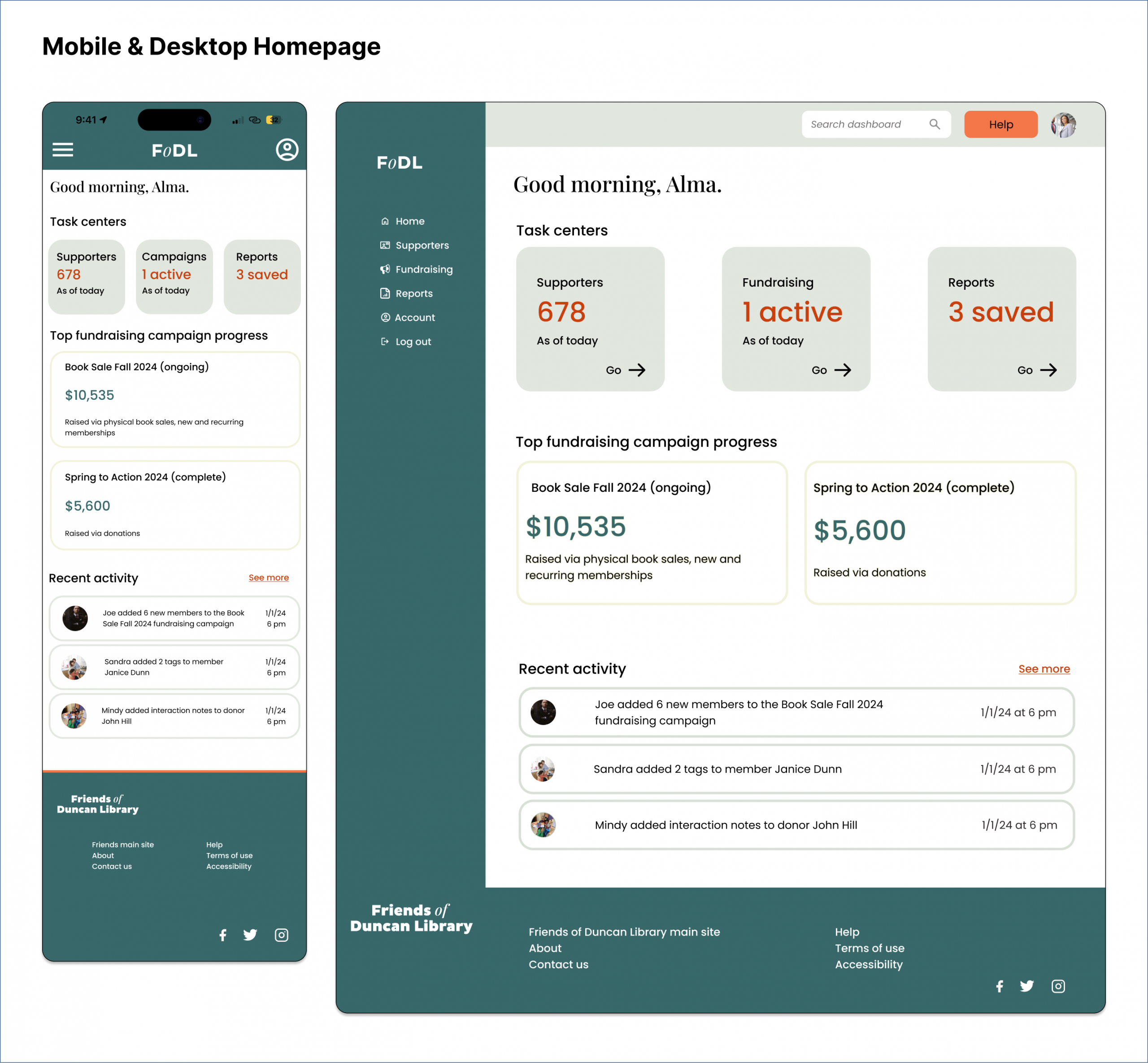 Homepage desktop and mobile screens