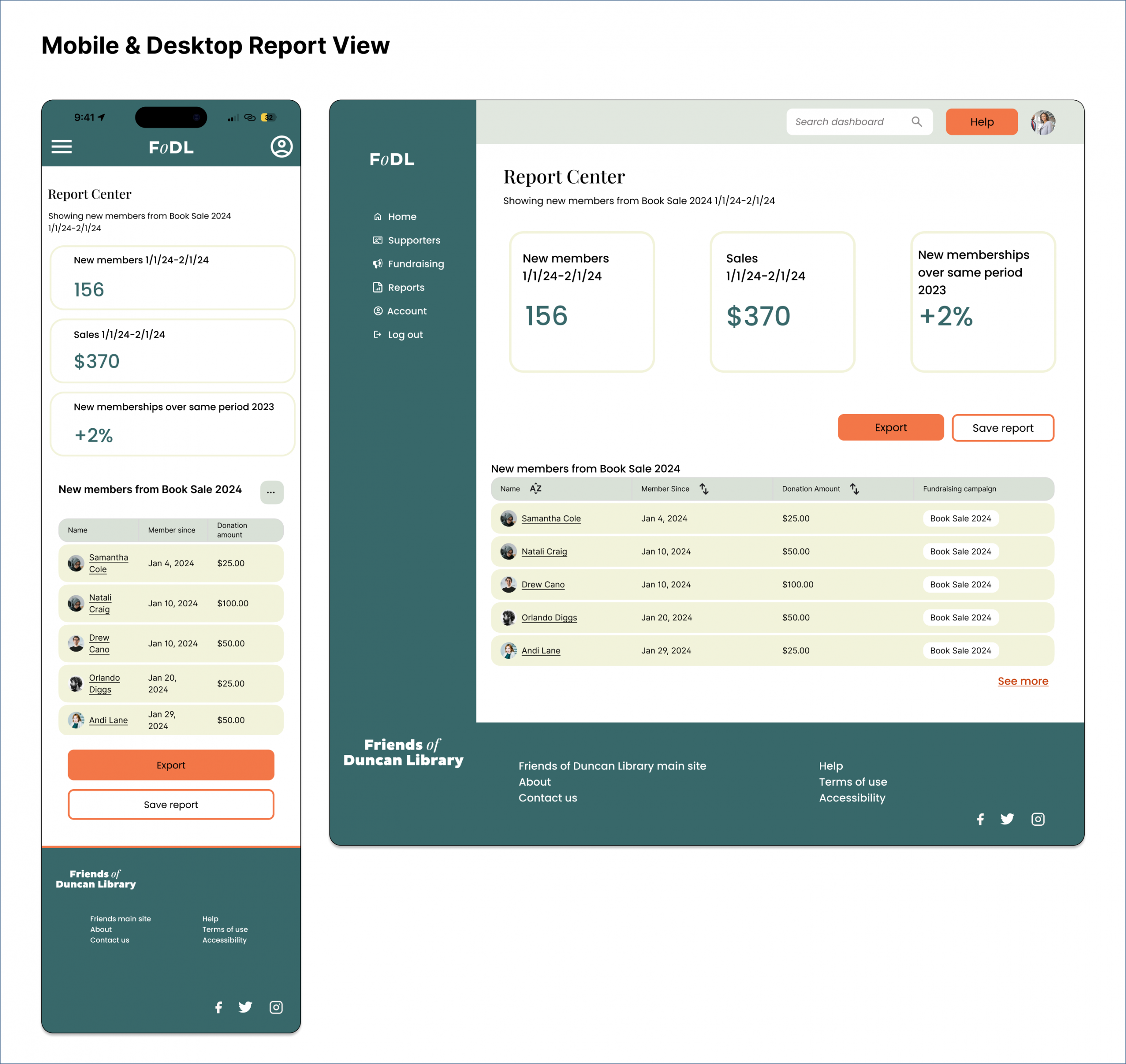 report view desktop and mobile screens