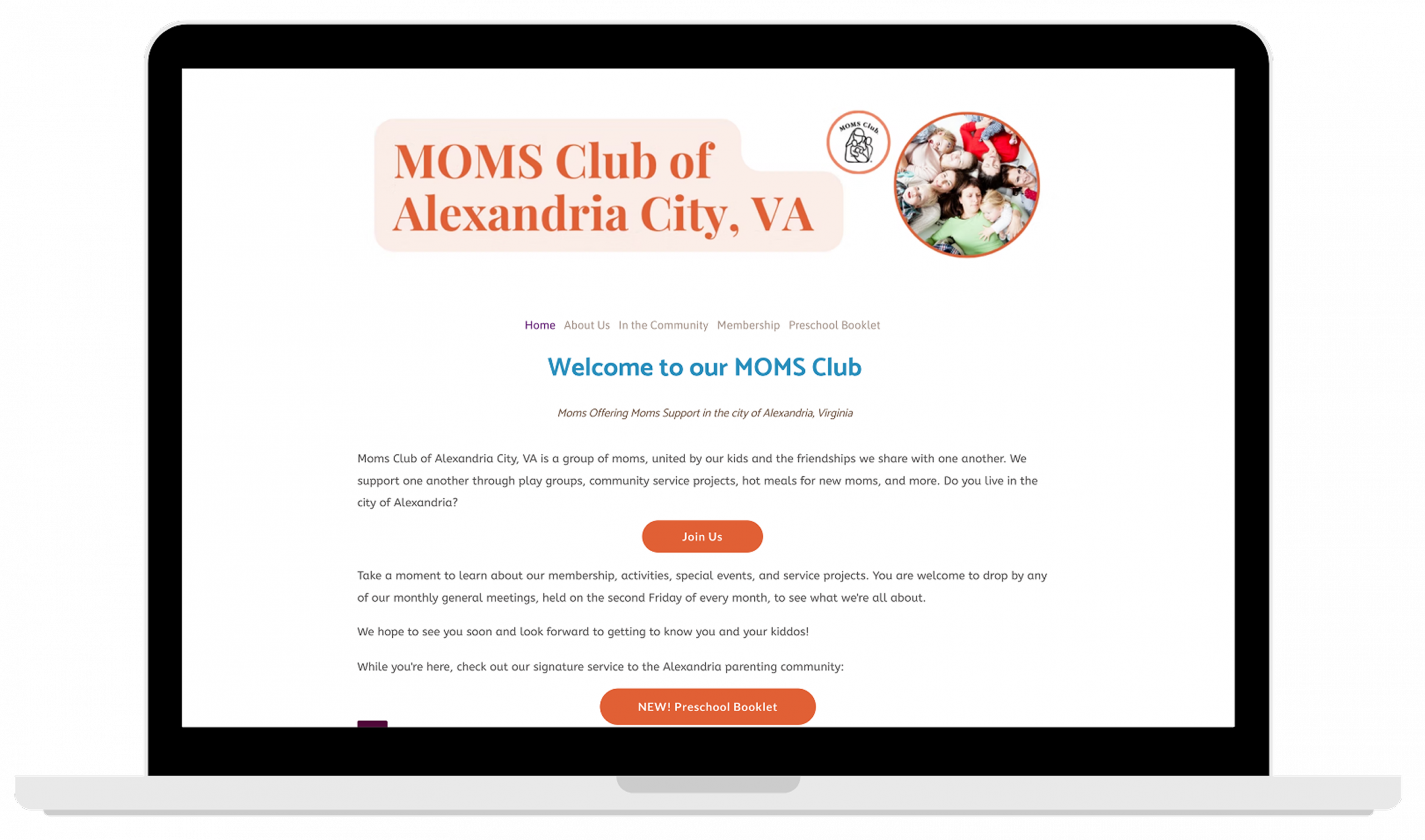 Moms Club of Alexandria City website preview