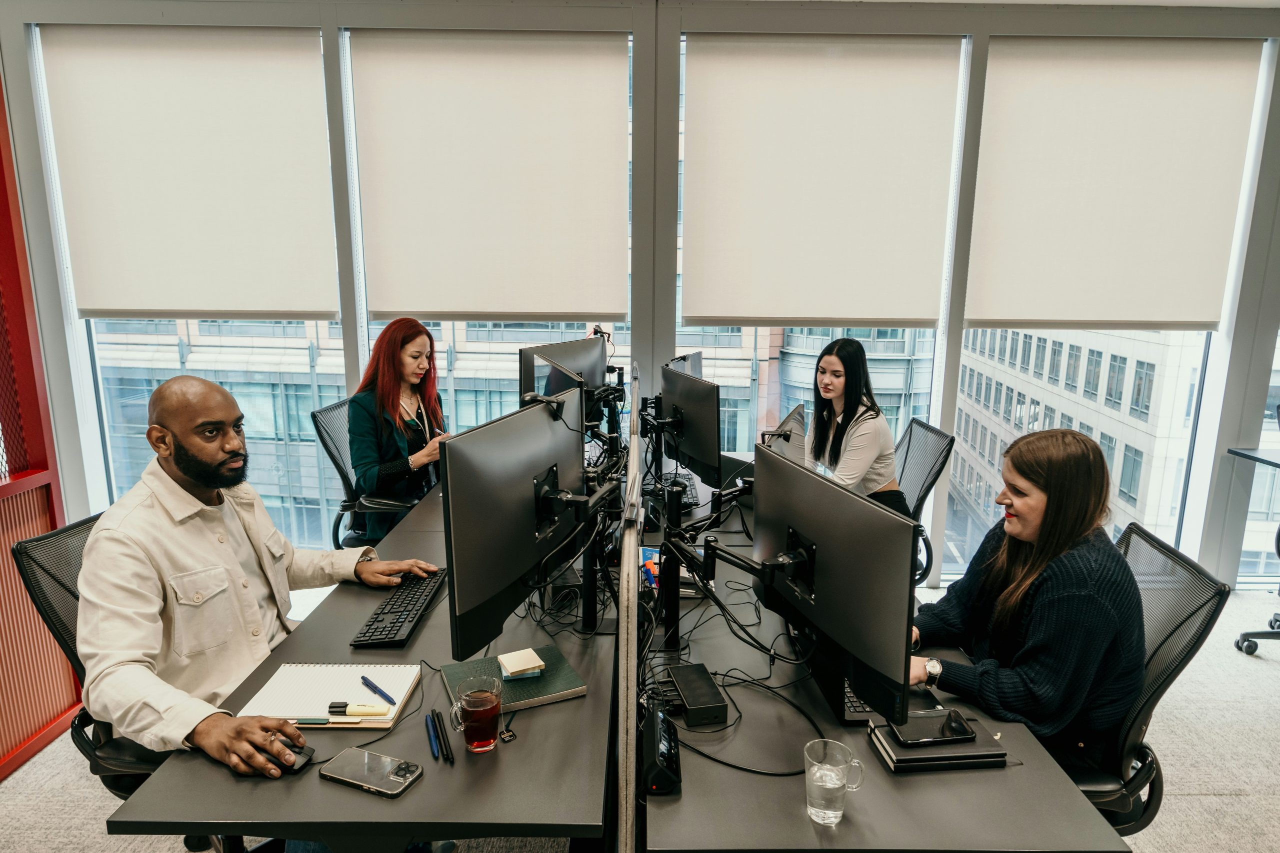 State employees at computers